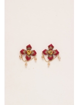 Chaarvi - The Beautiful And Elegant - Dabka And Glass Drops Hand Embroidered Earrings 