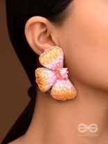 Shobhana - The Shining - Sequins And Resham Hand Embroidered Earrings (Pink & Mustard)