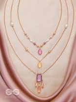 The Ravishing Rhinestones - Golden Multilayer Neckpiece With Anti-Tarnish Coating