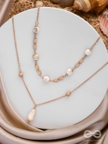 Sea Life Splendor - Statementtwo Layered Necklace With Anti-Tarnish Coating 