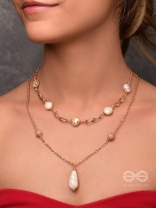 Sea Life Splendor - Statementtwo Layered Necklace With Anti-Tarnish Coating 
