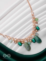 The Green Dream - Golden Chunky Neckpiece With Anti-Tarnish Coating 