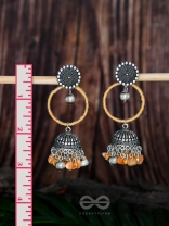 THE SUNFLOWER DELIGHT - OXIDISED EMBELLISHED JHUMKA EARRINGS