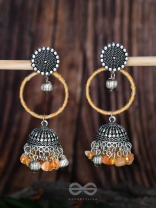 THE SUNFLOWER DELIGHT - OXIDISED EMBELLISHED JHUMKA EARRINGS