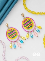 Satovira - Defiant Dynamo - Beads And Glass Drops Hand Embroidered Earrings