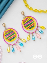 Satovira - Defiant Dynamo - Beads And Glass Drops Hand Embroidered Earrings