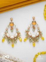 Vibhaati - The Minty Sparklers - Statement Gold And Green Embellished Earrings