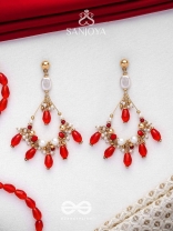 Ratulya - The Red Romance - Golden Embellished Statement Earrings