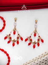 Ratulya - The Red Romance - Golden Embellished Statement Earrings