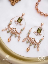 Navodha - The Wedded Dazzle - Statement Golden And Green Embellished Earrings