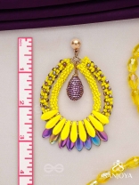 Atidah - Blazing Fierce - Beads And Cutdana Hand Embroidered Earrings (Yellow & Purple)