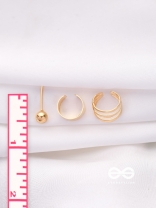 THE PERFECT TRIO - TWO EARCUFF & ONE STUD (ONE EAR) (GOLD)