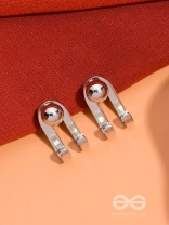 GLEAMING CRESCENT - SILVER STUD EARRINGS