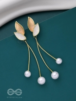 ALWAYS AN ANGEL - PEARL & ENAMELLED EAR JACKETS (GOLD & WHITE)