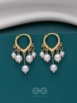 SWIRLS 'N TWIRLS - GOLDEN PEARLS DROP EARRINGS