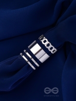 BANDS N CHAINS- SET OF 3 ADJUSTABLE SILVER RINGS