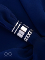 BANDS N CHAINS- SET OF 3 ADJUSTABLE SILVER RINGS