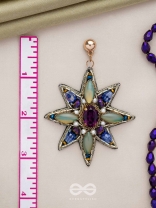 Nakshatrika - The Celestial Sparkle - Stone, Beads And Dabka Hand Embroidered Earrings (Multicolor)