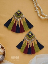 Abhipreta - The Cherished Glow - Stone, Beads And Resham Hand Embroidered Earrings