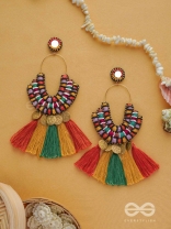 Kalatmaka - The Artistic Aura - Resham, Beads And Coins Hand Embroidered Earrings