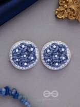 VARALI - THE LUSH MEADOW - PEARL AND THREAD EMBROIDERED EARRINGS (BLUE)