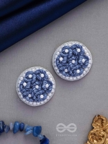 VARALI - THE LUSH MEADOW - PEARL AND THREAD EMBROIDERED EARRINGS (BLUE)