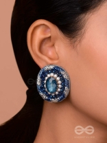 Indradhya - The Celestial Cascade - Stone, Beads, Sequins And Cutdana Hand Embroidered Earrings