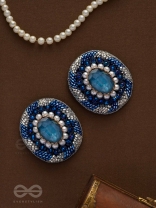 Indradhya - The Celestial Cascade - Stone, Beads, Sequins And Cutdana Hand Embroidered Earrings