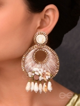 DHARANIKA - THE EARTHY HUES - RESHAM, BEADS & SHELL DROP EMBROIDERED EARRINGS