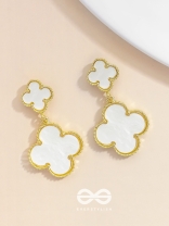 GOOD LUCK CHARM - GOLDEN & WHITE DROP EARRINGS