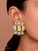 Dyauta -  Star Like Glow - Stone And Beads Hand Embroidered Stud Earrings