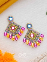 VARNARANGINI - COLORFUL BEAUTY - MIRROR, BEADS AND CUT DANA EMBROIDERED EARRINGS