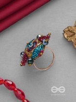 Vilasata - The Radiant Charm - Beads And Cutdana Hand Embroidered Ring