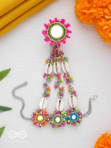 Sudarpana - Colorful Reflection - Resham, Shells And Beads Hand Embroidered Haathphool