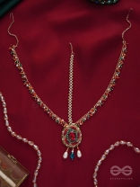 MADHUVARDHA - A RED CLOUD - STONE AND BEADS EMBROIDERED MAANGTIKA