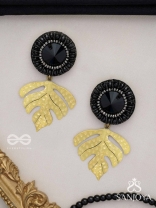 SHRAVAKA - THE DARK LEAF - STONE AND BEADS EMBROIDERED EARRINGS