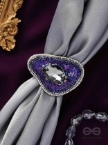 ANAVRITI - THE UNFURLING ELEGANCE - STONE, SEQUINS AND BEADS EMBROIDERED RING (PURPLE)