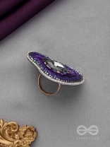 ANAVRITI - THE UNFURLING ELEGANCE - STONE, SEQUINS AND BEADS EMBROIDERED RING (PURPLE)