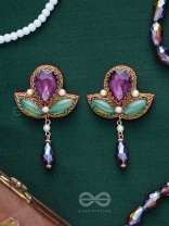 MANIRANJINI - DELIGHTENING IN JEWELS - STONES, BEADS, GLASS AND PEARL DROP EMBROIDERED EARRINGS