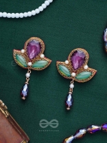 MANIRANJINI - DELIGHTENING IN JEWELS - STONES, BEADS, GLASS AND PEARL DROP EMBROIDERED EARRINGS