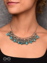THE OCEAN DROPLETS - STATEMENT EMBELLISHED OXIDISED NECKPIECE