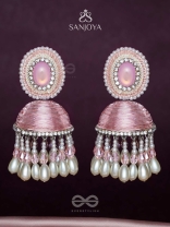 ADHAMA - THE BLUSHING RADIANCE - STONE, SEQUINS AND PEARLS EMBROIDERED EARRINGS