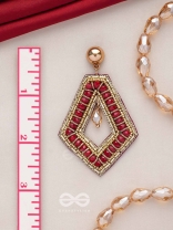 PREDHA - CLASSIC ALLURE - BEADS AND GLASS DROP EMBROIDERED EARRINGS