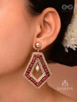 PREDHA - CLASSIC ALLURE - BEADS AND GLASS DROP EMBROIDERED EARRINGS