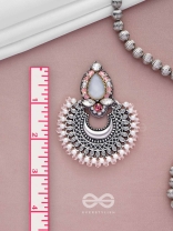 Chandrabhaas - Moon Like Appearance - Beads And Stones Hand Embroidered Oxidised Earrings