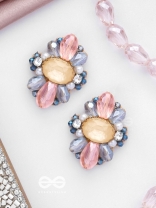 VISHESHAVALI - THE EXQUISITE PICK -STONE, PEARLS AND BEADS EMBROIDERED STUD EARRINGS