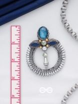 Manidhama - The Gem Abode - Stones And Beads Hand Embroidered Oxidised Earrings