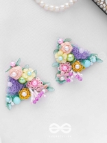 PRASUVANI - BLOOMING INTO SPRING - SEQUINS, BEADS AND PEARLS EMBROIDERED STUD EARRINGS