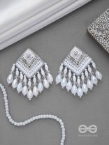 AABDIKA - SNOW LIKE CRYSTALS - SEQUINS, PEARLS AND GLASS DROP EMBROIDERED EARRINGS