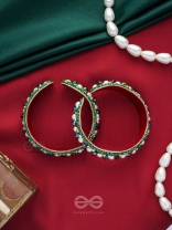 Parnaya - The Rosy Forest - Pearls, Cutdana And Beads Hand Embroidered Bangles (Set Of 2)
